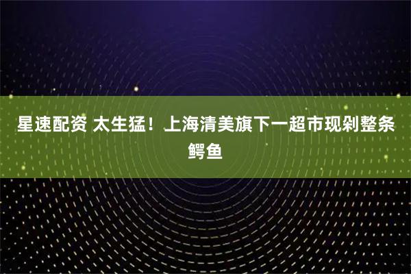 星速配资 太生猛！上海清美旗下一超市现剁整条鳄鱼