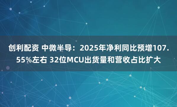 创利配资 中微半导：2025年净利同比预增107.55%左右 32位MCU出货量和营收占比扩大
